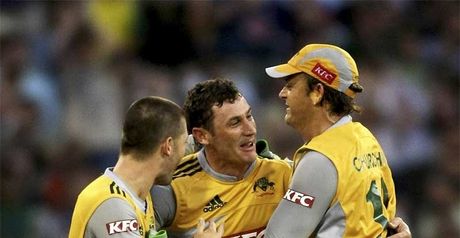 Celebrations: Clarke leads Aussie cheers