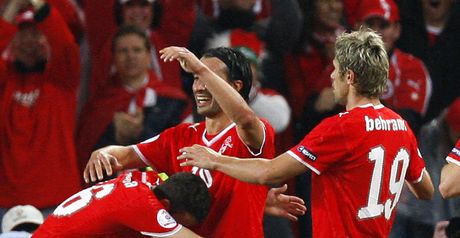 Yakin is congratulated by his team-mates