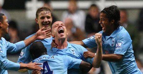 Spurs celebrate O'Hara's goal