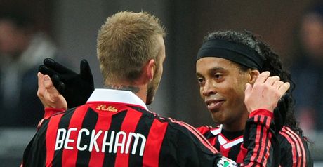 Beckham Ronaldinho on David Beckham Celebrates With Hat Trick Hero Ronaldinho