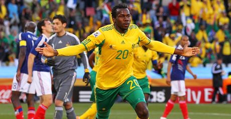 Khumalo celebrates his opening goal