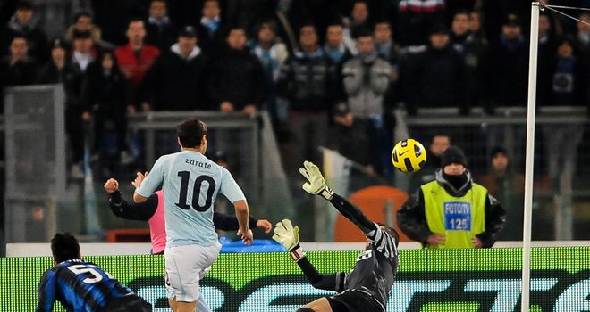Zarate: Showing his impressive finishing in Lazio colours