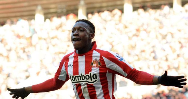 Welbeck celebrates his first-half goal.