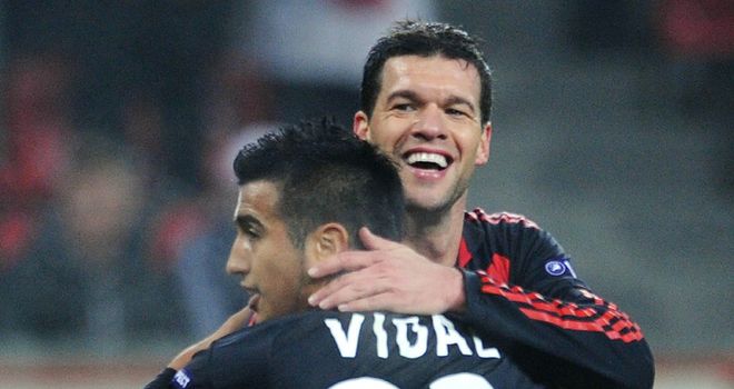 Ballack: His late goal sealed a 2-0 victory against Belgian champions