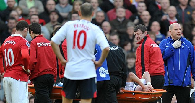Holden: Stretchered off against Manchester United in March