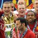 Giggs collects the Premier League trophy