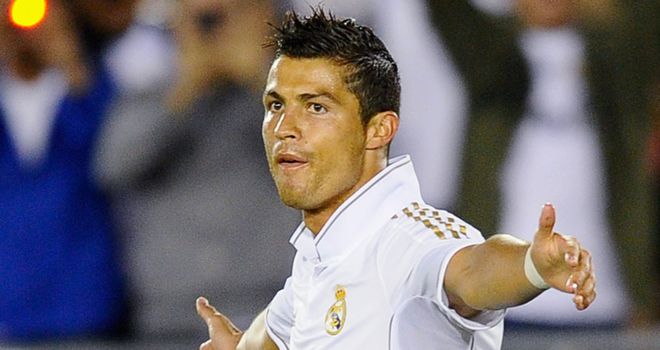 Ronaldo celebrates his goal against LA Galaxy