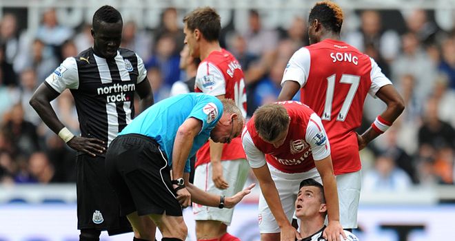 Song: Stamped on Barton during his side's goalless draw at Newcastle