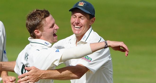 White: celebrating one of his four second-innings wickets