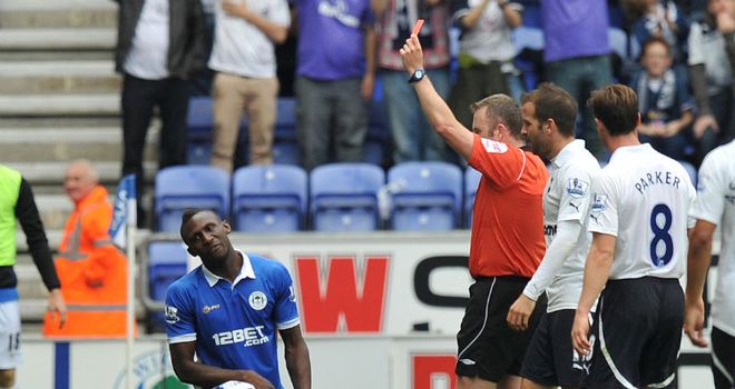 Gohouri: Receives his marching orders in the weekend defeat to Tottenham