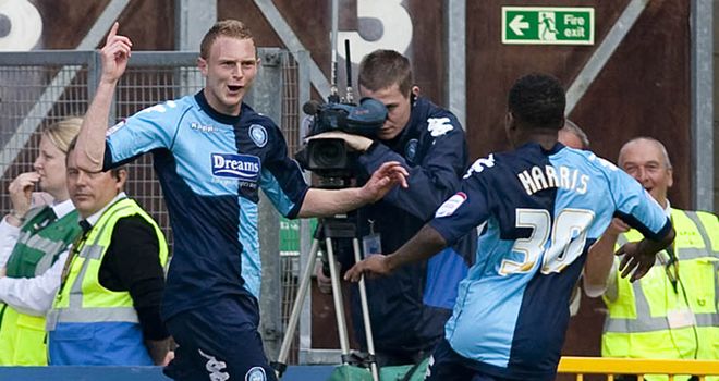 Beavon: Celebrates his strike for Wycombe