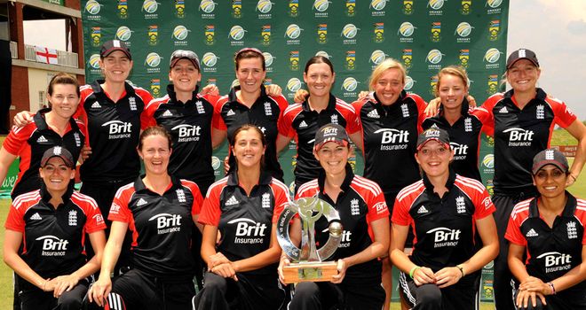 England Women celebrate victory in Australia in 2011