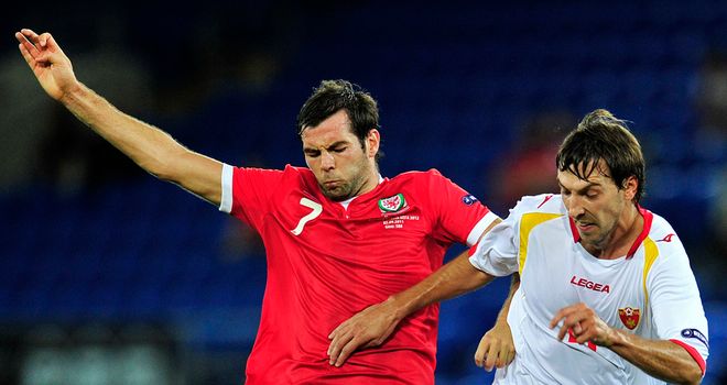 Dejan Damjanovic (right): On target for Montenegro against Ukraine