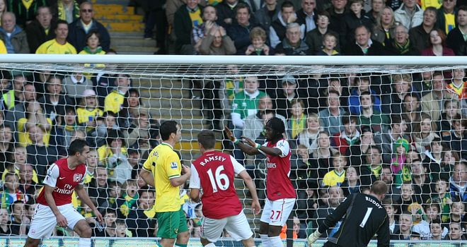 Norwich v Arsenal: Robin van Persie scores for the Gunners