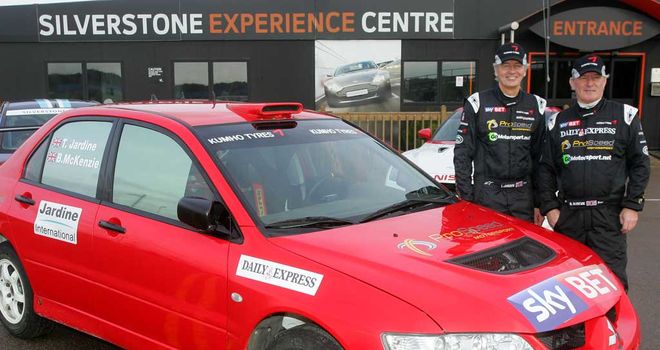 Tony Jardine (left) and Bob McKenzie prepare for the Wales Rally GB