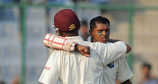 Shivnarine Chanderpaul: hugged Carlton Baugh upon reaching three figures