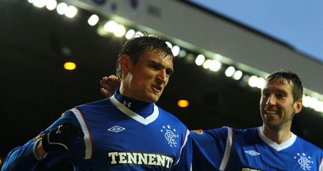 Jelavic: Celebrates goal for Gers
