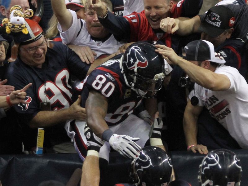 Andre Johnson goes into the Houston crowd after scoring his TD.