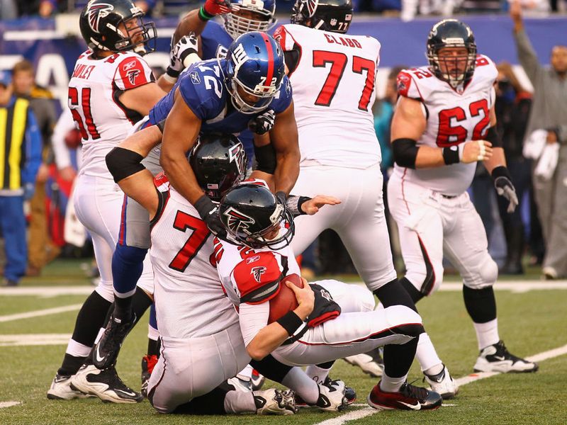 Matt Ryan was hunted down all day by the Giants defence.