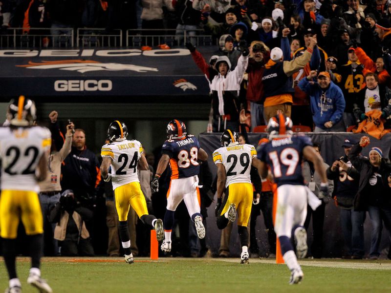 Demaryius Thomas ran in the game-winning TD score in overtime to send Denver fans wild.