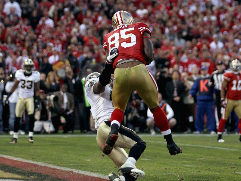 ...But his performance was outdone by opposing tight end Davis, who had 180 yards and two TDs, including the winning score.