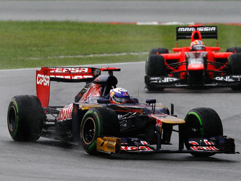 Daniel Ricciardo in the rain for Toro Rosso