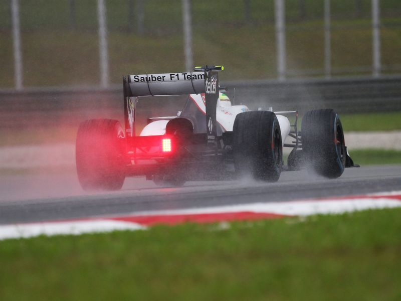 Sergio Perez's early pitstop got him up to third at the red flag