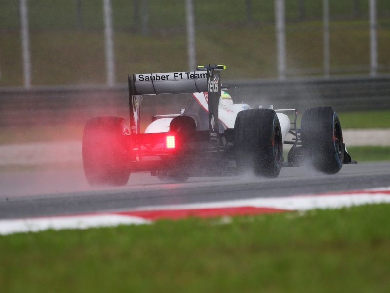 Sergio Perez was flying in the rain