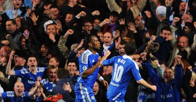 Drogba: Celebrates his goal against Barcelona