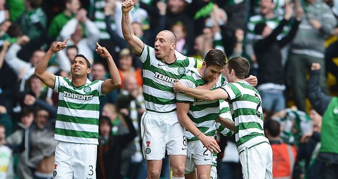 Mulgrew: Mobbed after scoring for Celtic