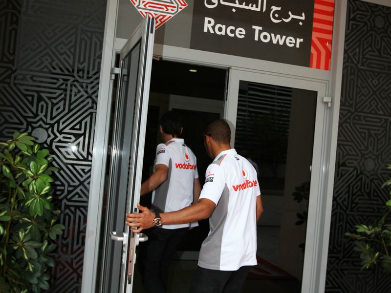 Lewis Hamilton heads to the stewards office