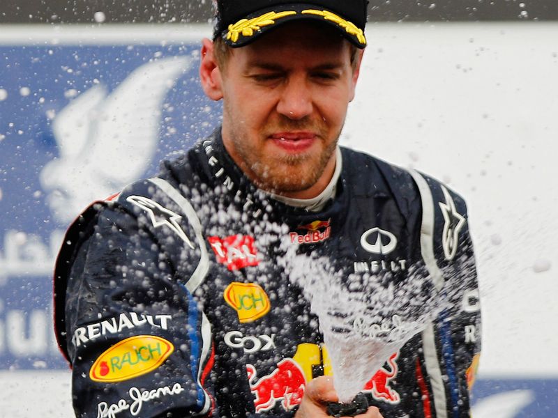 Vettel celebrates the win