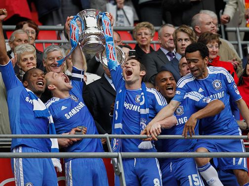 Chelsea celebrate FA Cup glory.