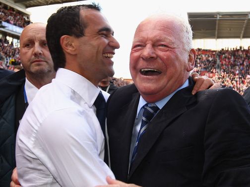 Roberto Martinez and Dave Whelan are all smiles.