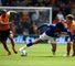 Marouane Fellaini battles forward for Everton