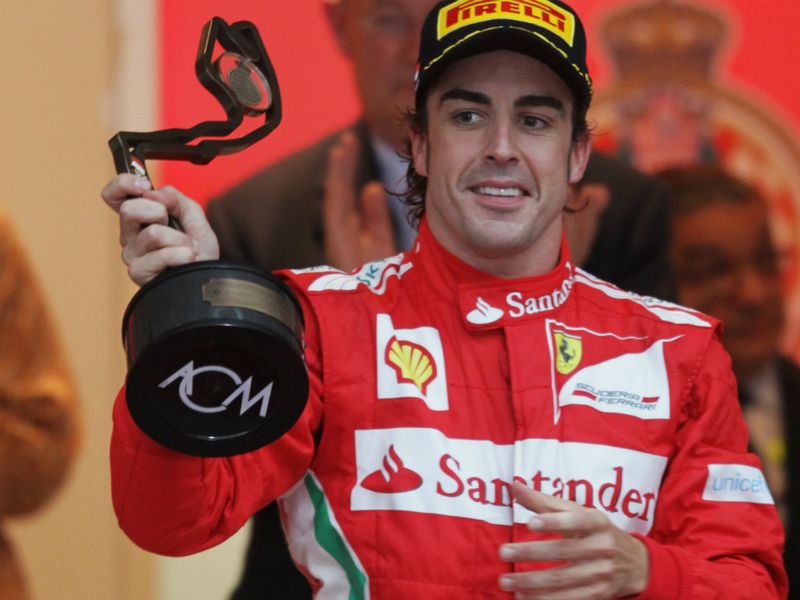 Fernando Alonso on the podium