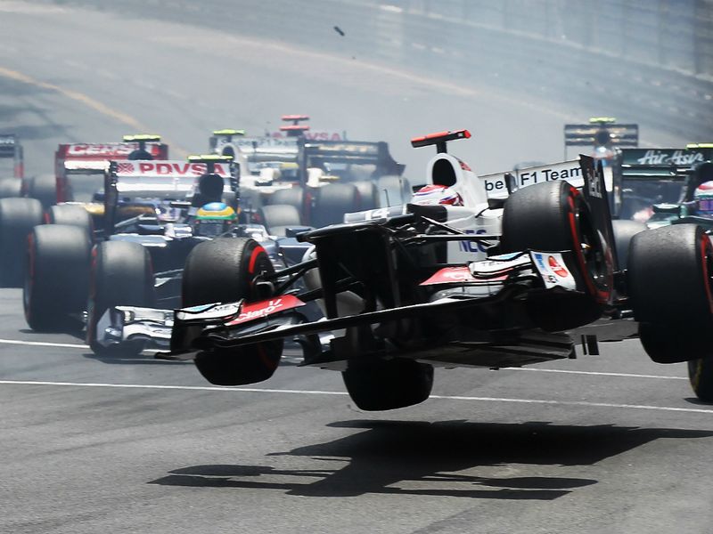 Kamui Kobayashi gets airborne