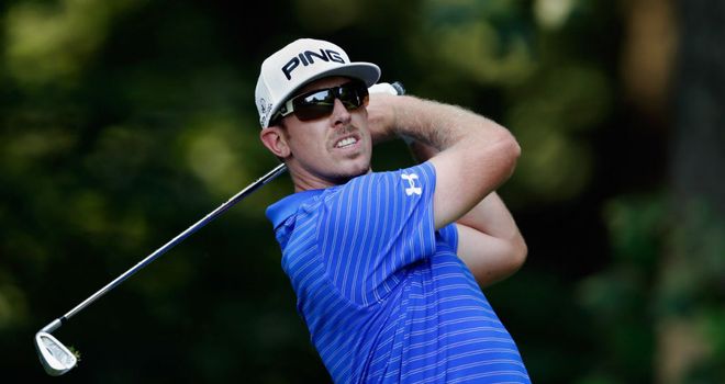 Hunter Mahan: kept his cool in tough conditions in Maryland to lead by two