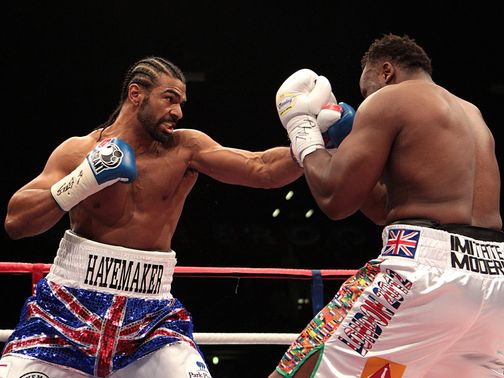 David Haye (l) stopped Chisora in five