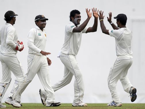 Thisara Perera celebrates one of his four wickets