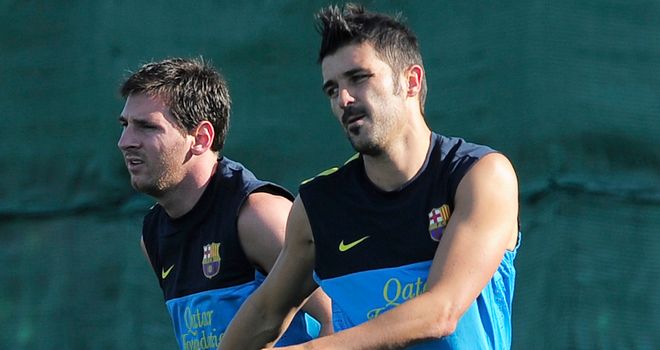 David Villa: Back on the pitch for Barcelona alongside Saturday's goalscorer Lionel Messi