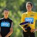 The top two in the GC, Wiggins (right) and Froome, were soon stepping onto the podium