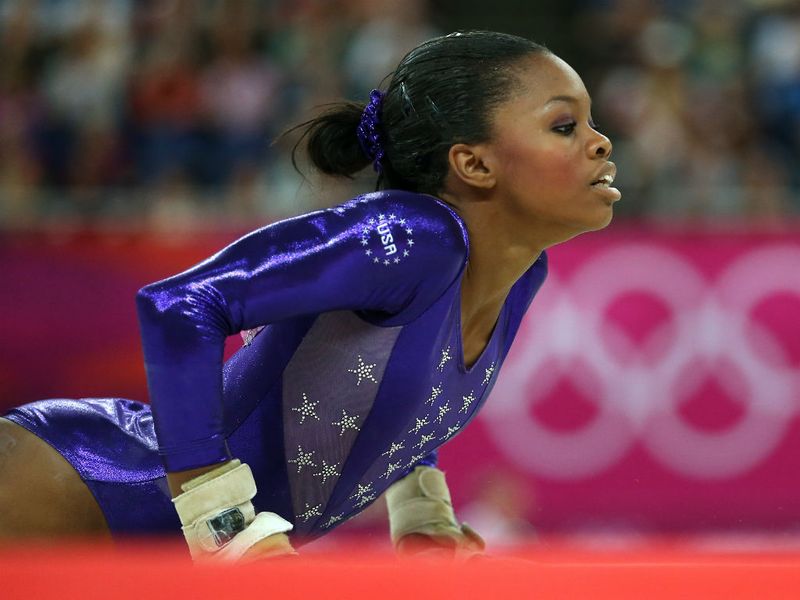 Gabrielle Douglas of the USA goes to work on the floor