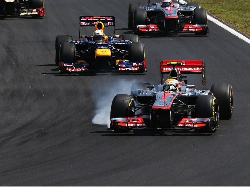 Hamilton locked up at the start