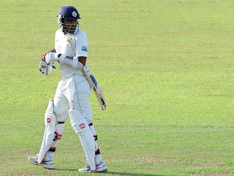 ... and then Mahela Jayawardene, who felt hard-done-by as his LBW was very high.