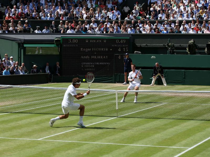The Swiss champion now looks more settled, and comes very close to breaking Murray's serve for the second time. But the Scot hangs tough.