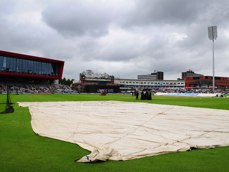Play was delayed by a few hours as a wet outfield took ages to dry and rain threatened.