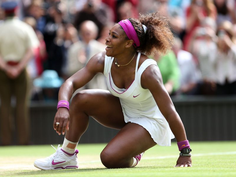 The American cannot contain her delight at securing her fifth Wimbledon title