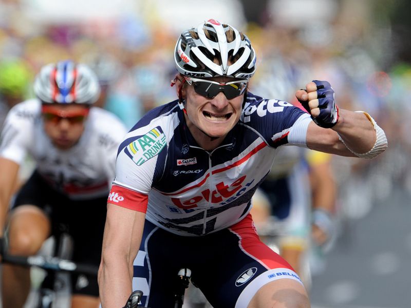 The German celebrates his victory on the line...