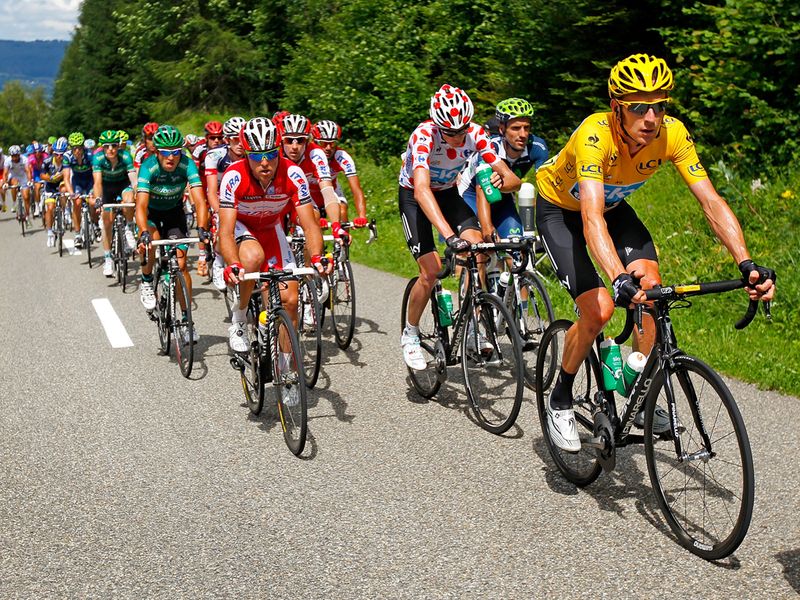Wiggins was always towards the front of the peloton to avoid any danger...